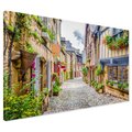 Obraz na płótnie - uliczka, kwiaty, budynki