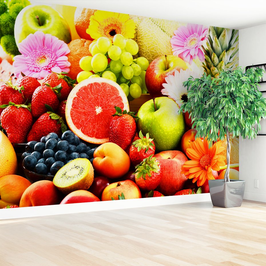 Fototapeta - owoce, kwiaty, kompozycja