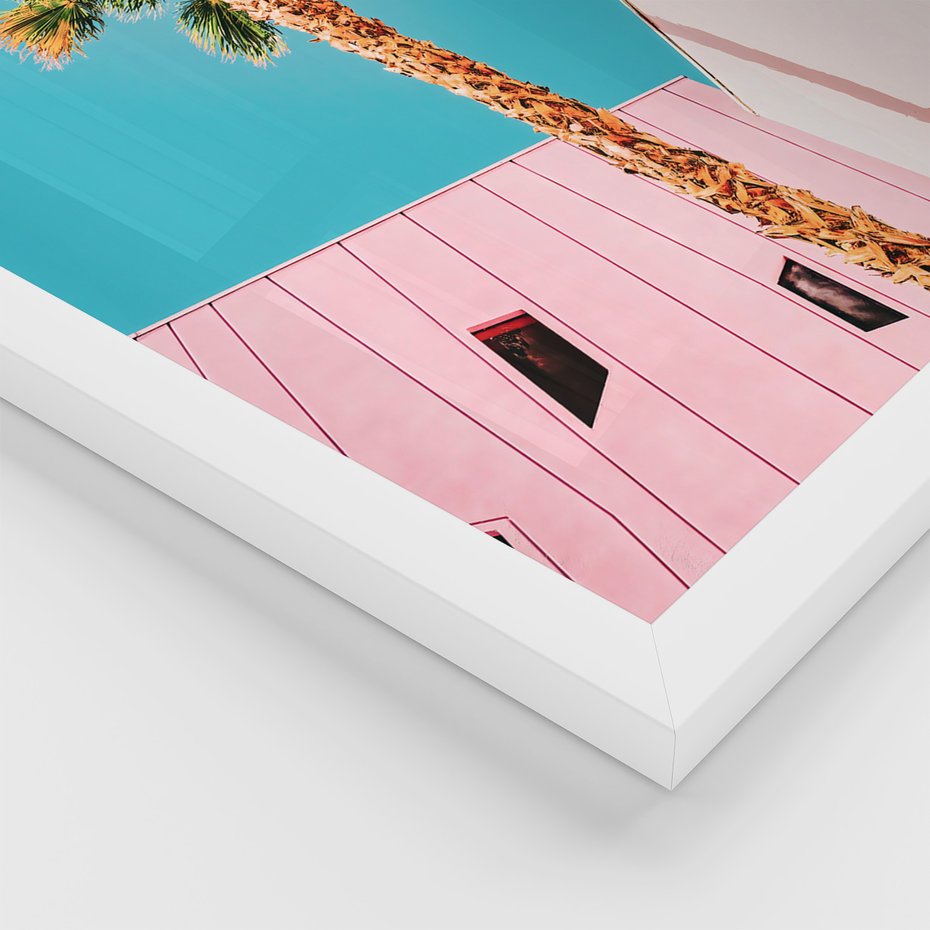 Zestaw obrazy w ramie, plakaty - palmy, plaża, tropiki - rama biała