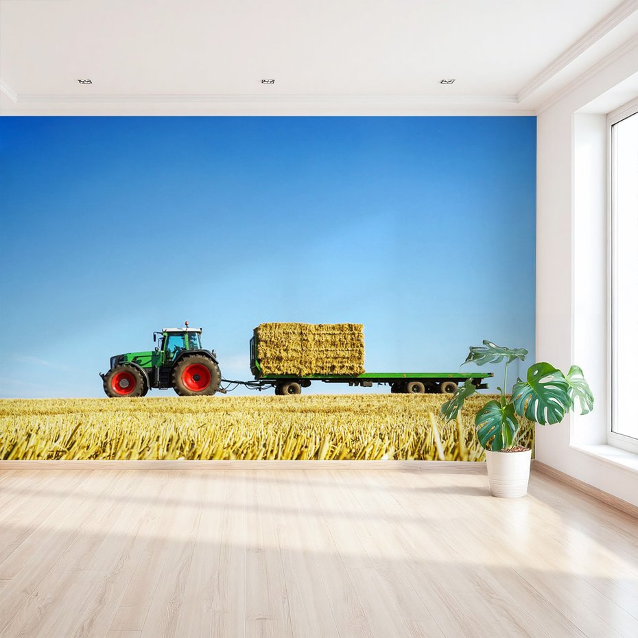 Fototapeta - ciągnik, rolnictwo, pole