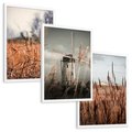 Zestaw obrazy w ramie, plakaty - krajobraz, wiatrak, natura - rama biała