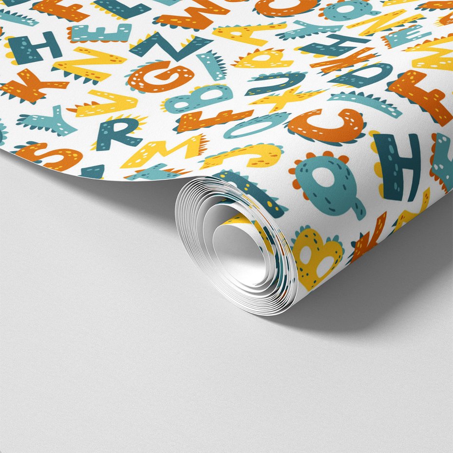 Tapeta - dziecięca, alfabet, dinozaur, litera