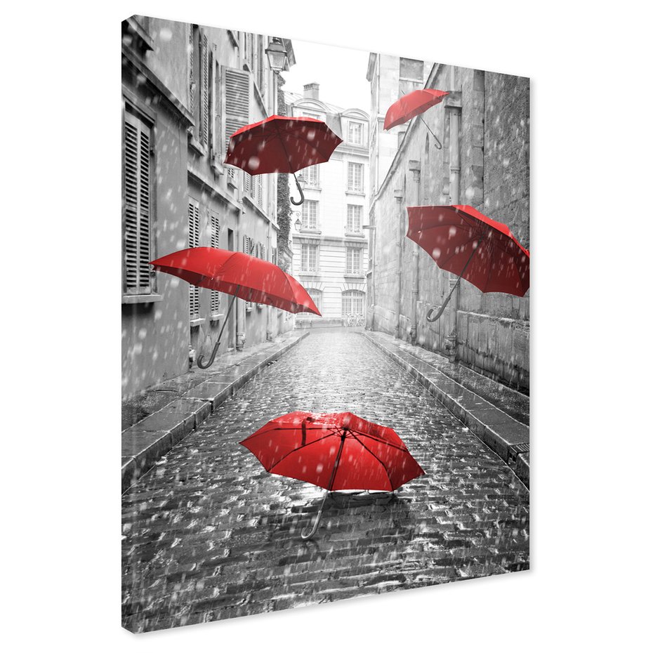 Obraz na płótnie - parasole, deszcz, ulica