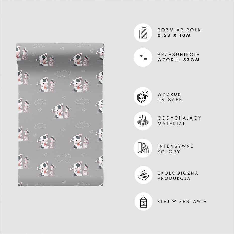 Tapeta - dziecięca, krowa, mysz, muzyka