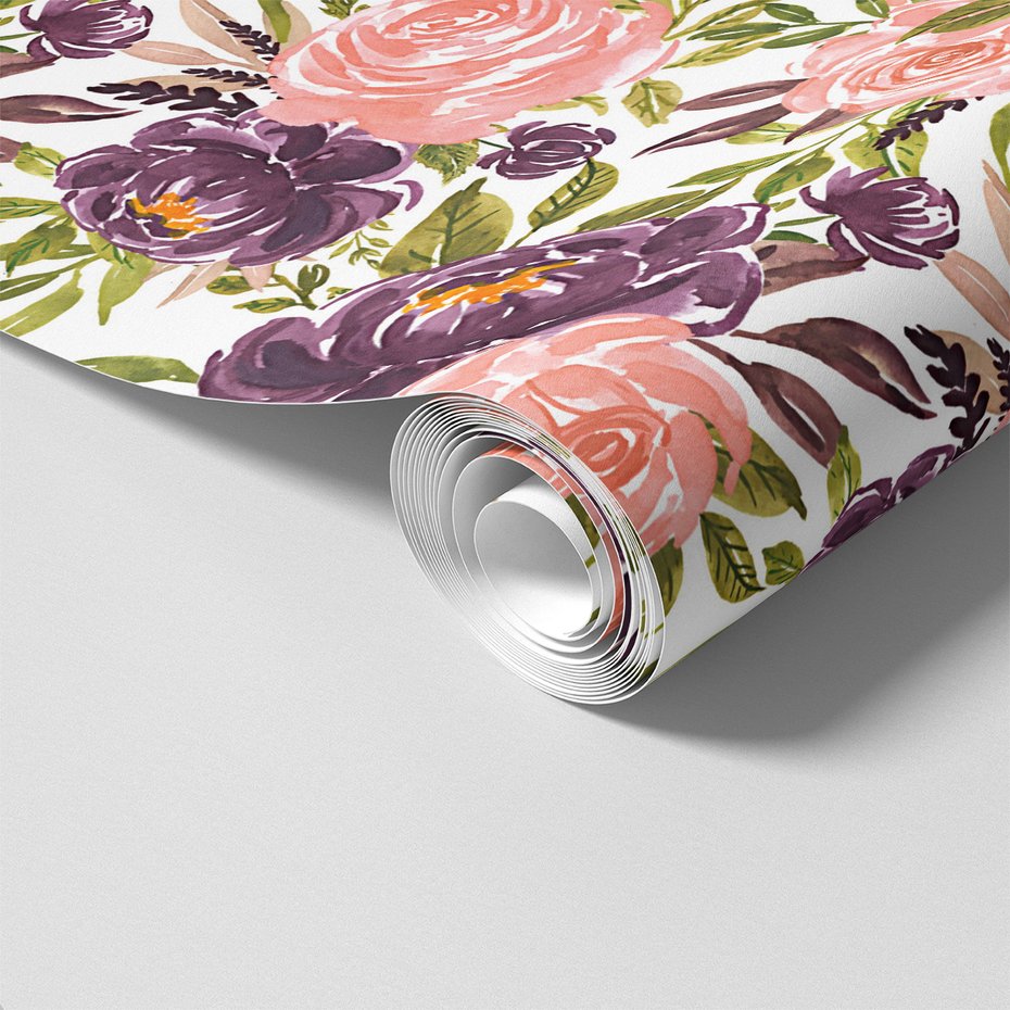 Tapeta - kwiaty, liście, wzór