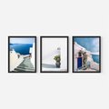 Zestaw obrazy w ramie, plakaty - Santorini, architektura, morze - rama czarna