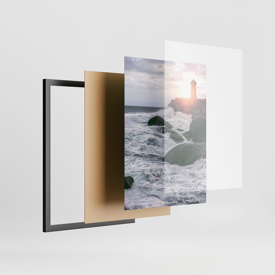 Zestaw obrazy w ramie, plakaty - morze, skały, wybrzeże - rama czarna
