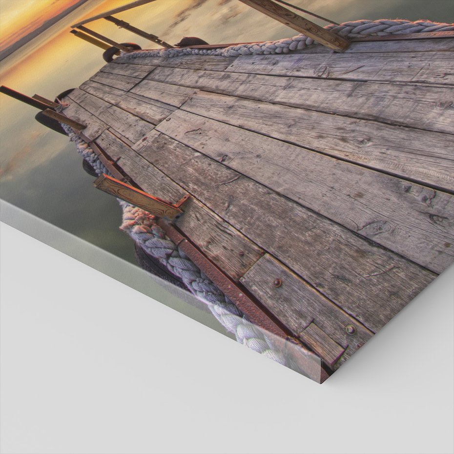 Obraz na płótnie - pomost, woda, zachód słońca