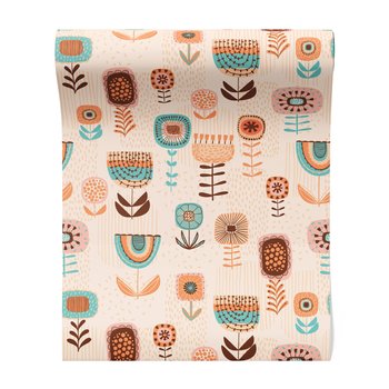 Tapeta - kwiaty, abstrakcja, retro