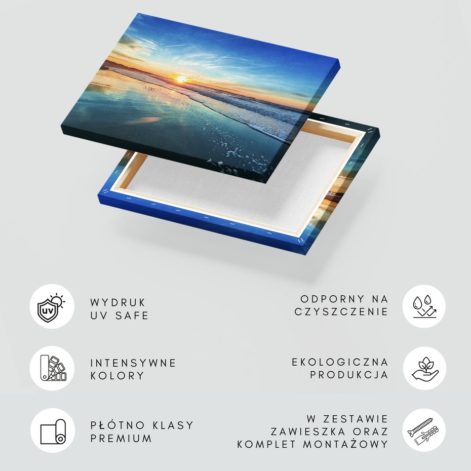 Obraz na płótnie - plaża, morze, zachód słońca