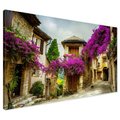 Obraz na płótnie - uliczka, kwiaty, budynki