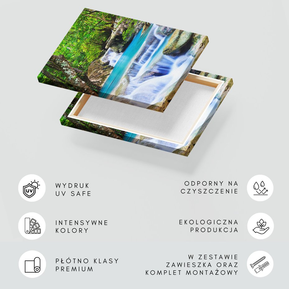 Obraz na płótnie - wodospad, natura, las