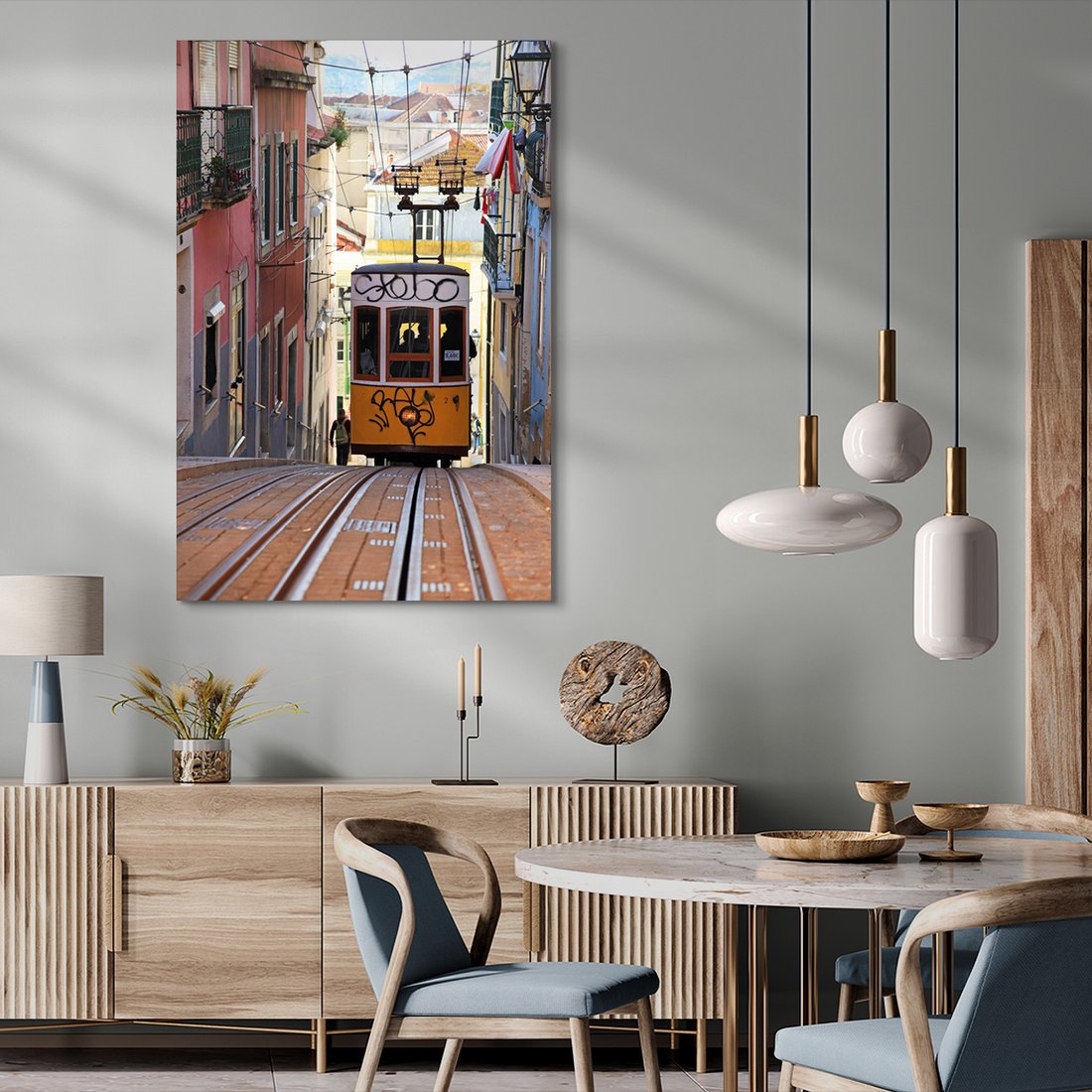 Obraz na płótnie - tramwaj, miasto, ulica