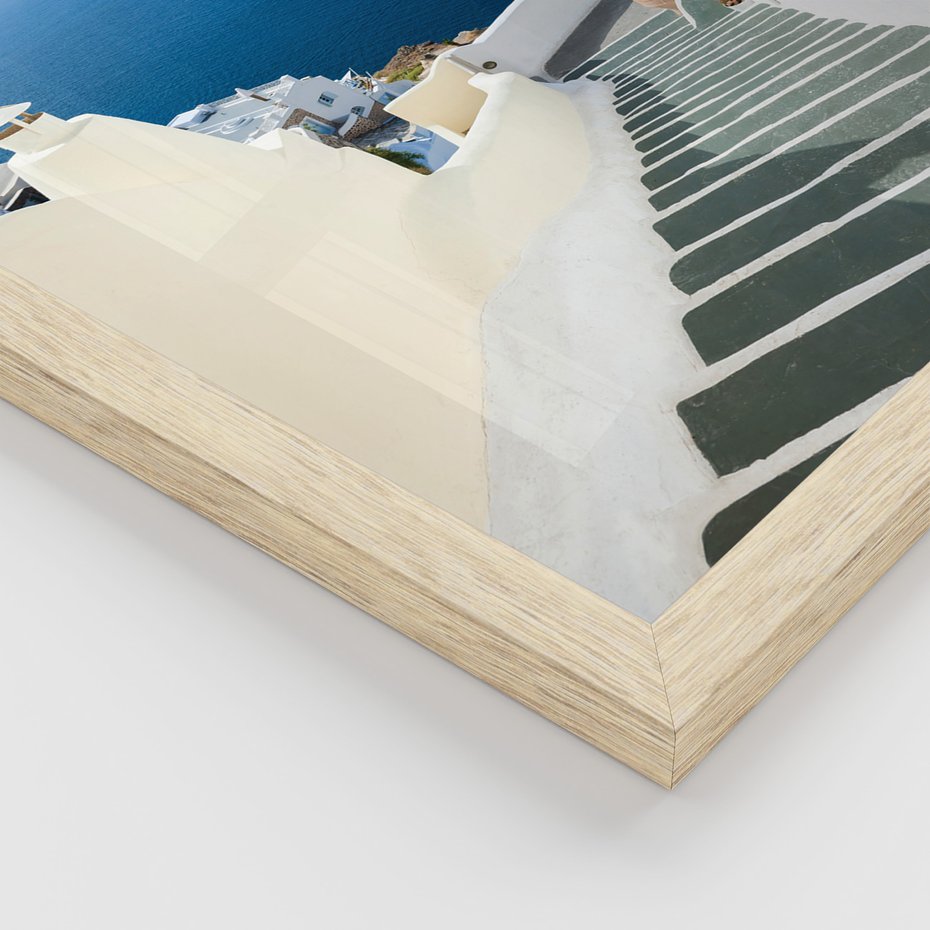 Zestaw obrazy w ramie, plakaty - Santorini, architektura, morze - rama drewno