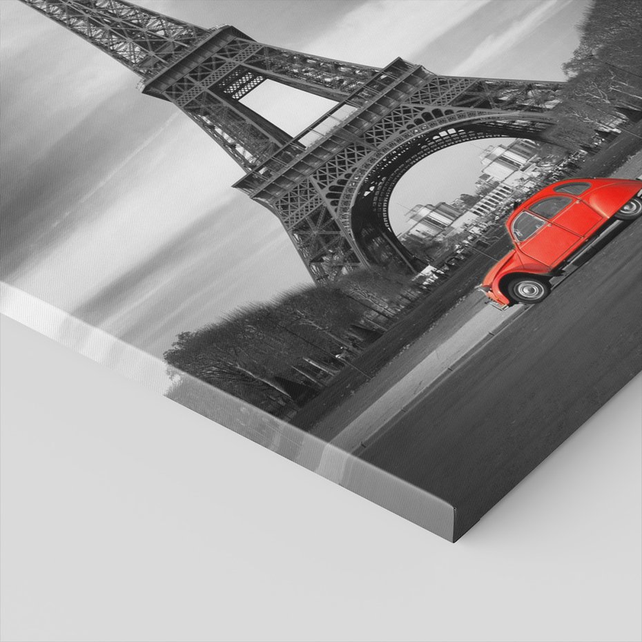 Obraz na płótnie - Paryż, Wieża Eiffla, Samochód