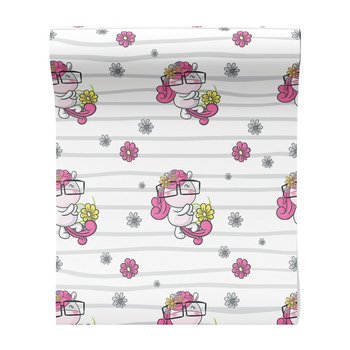 Tapeta - dziecięca, jednorożec, kwiaty,