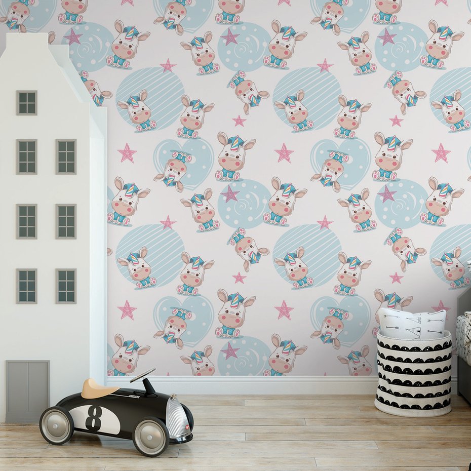 Tapeta - dziecięca, jednorożec, gwiazdy,