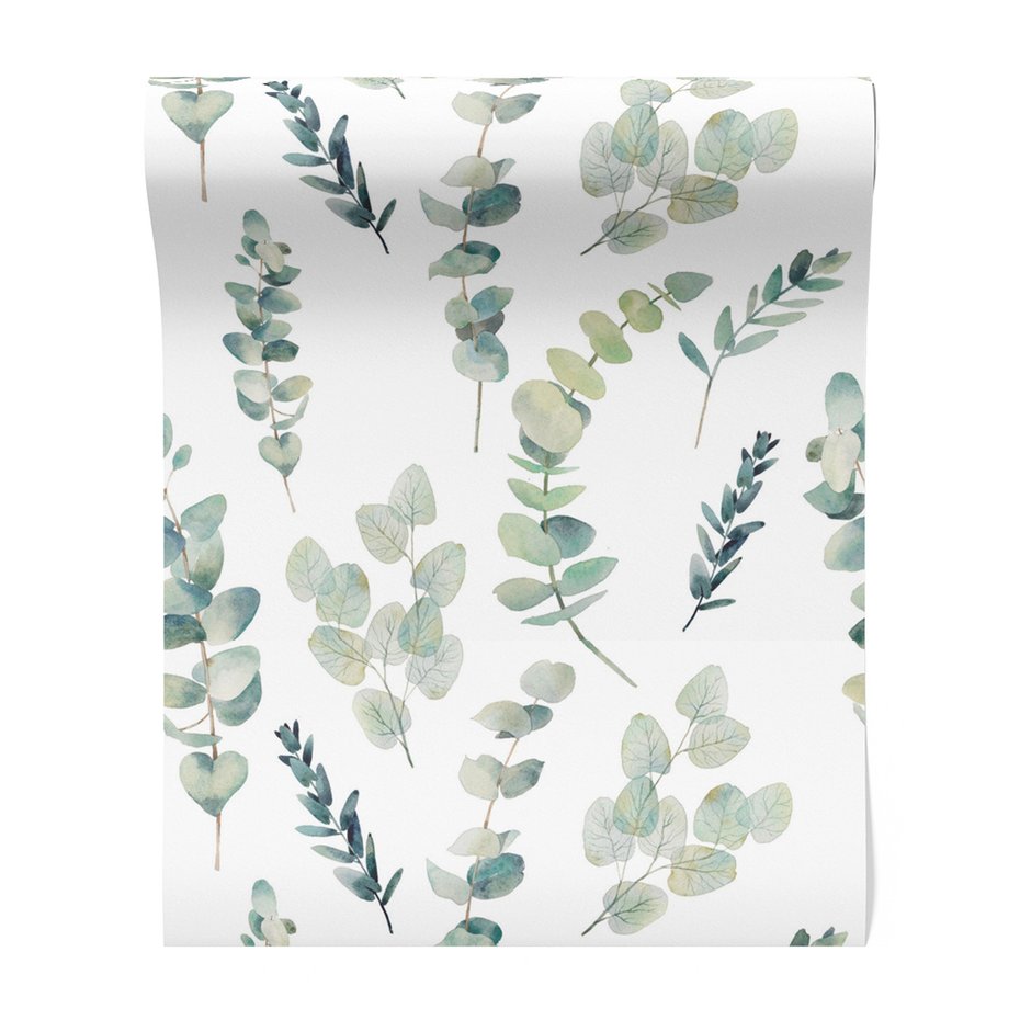 Tapeta - liście, gałązki, akwarela