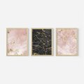 Zestaw obrazy w ramie, plakaty - marmur, tekstura, złoto - rama drewno