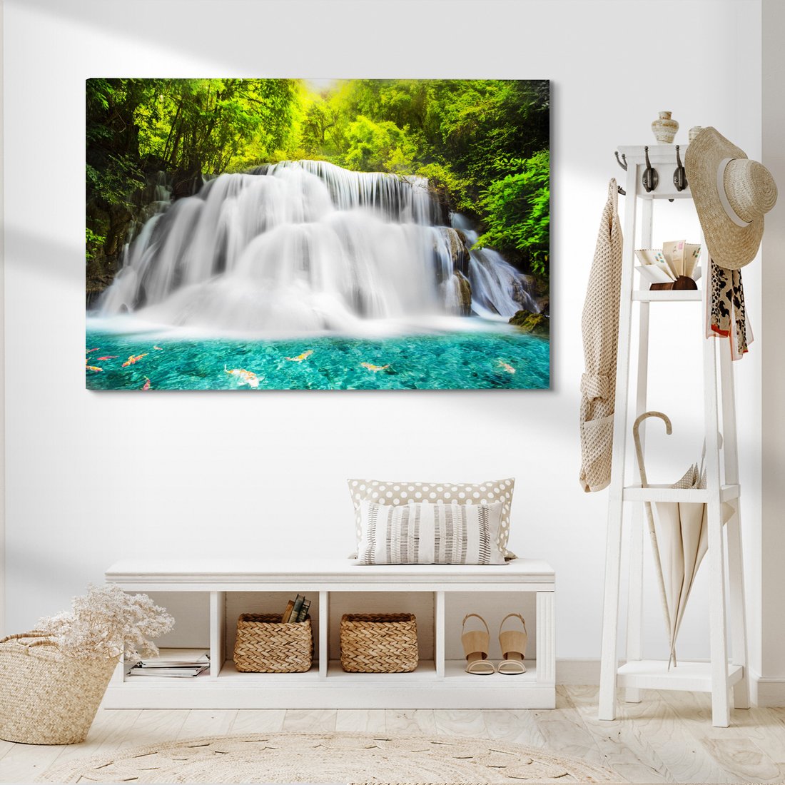 Obraz na płótnie - wodospad, las, natura
