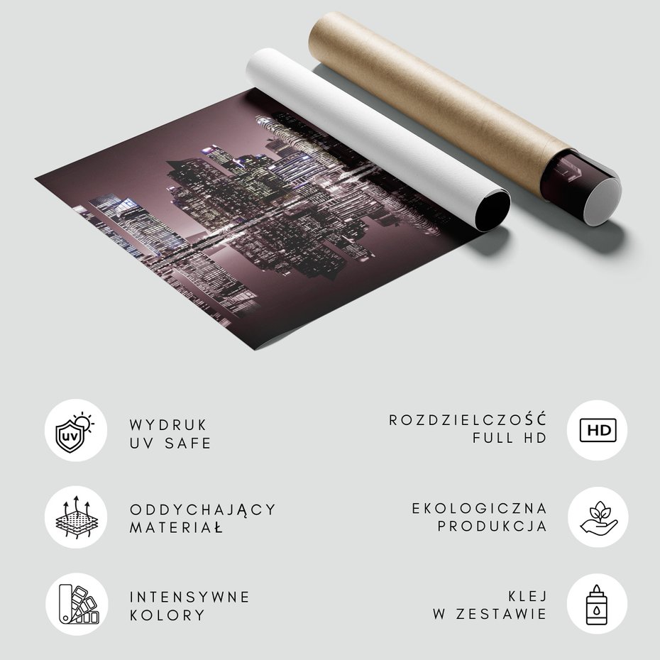 Fototapeta - miasto, noc, odbicie