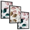 Zestaw obrazy w ramie, plakaty - liście, pastelowe, botaniczne - rama czarna
