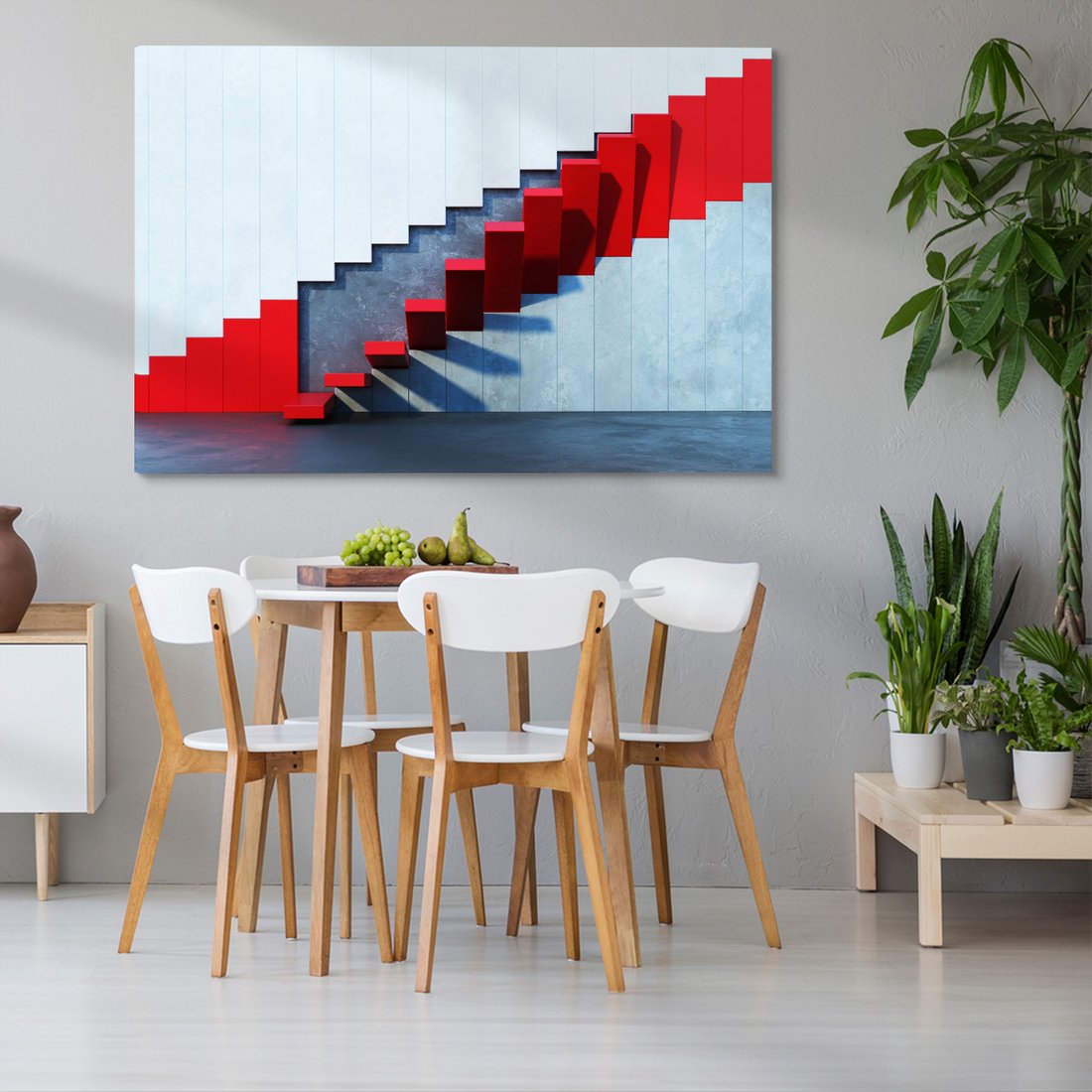 Obraz na płótnie - schody, czerwony, abstrakcja