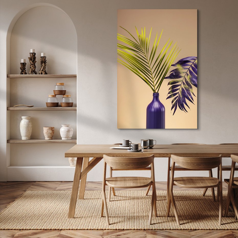 Obraz na płótnie - liście, wazon, abstrakcja