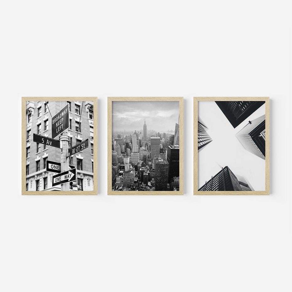 Zestaw obrazy w ramie 40x50 galeria - Nowy, Jork, miasto, nowoczesny - rama drewno