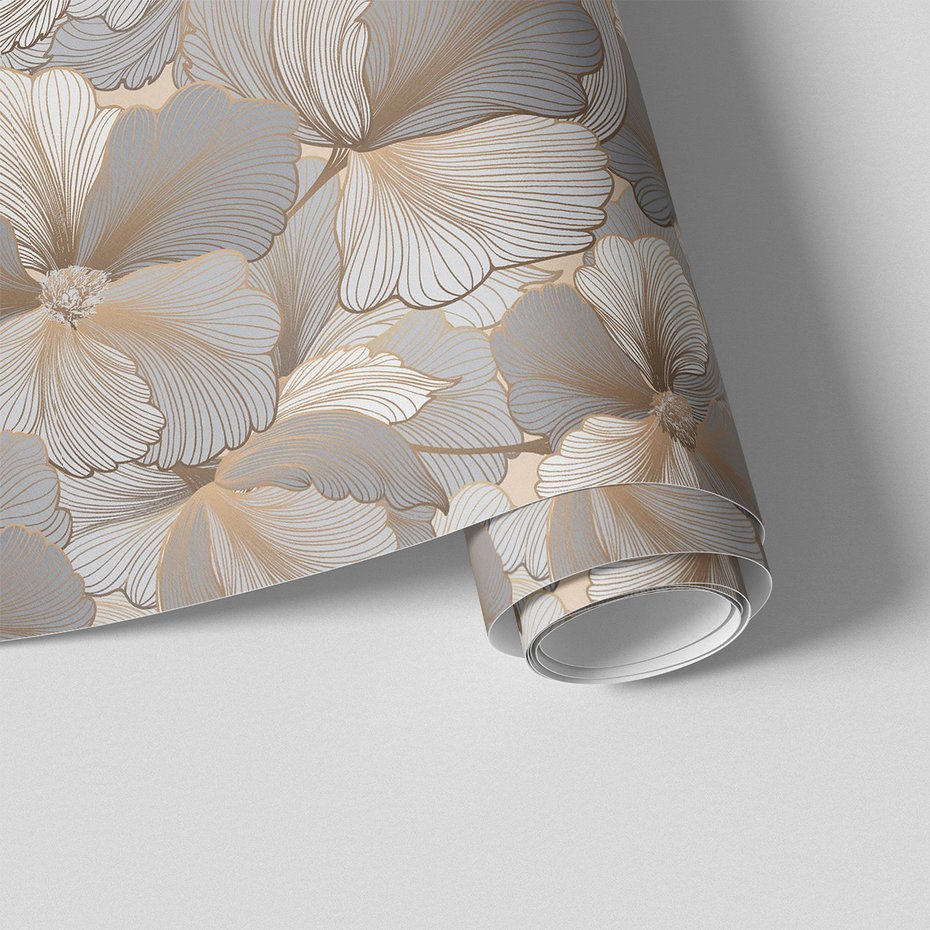 Tapeta - kwiaty, linie, elegancja