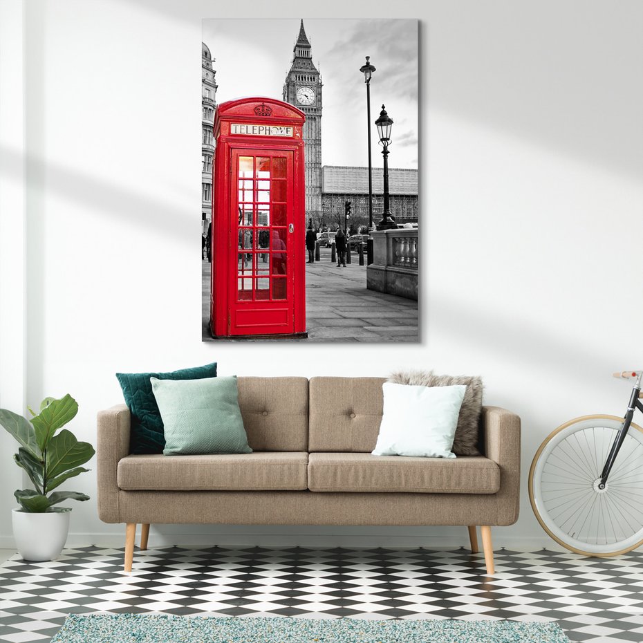Obraz na płótnie - Londyn, budka telefoniczna, Big Ben