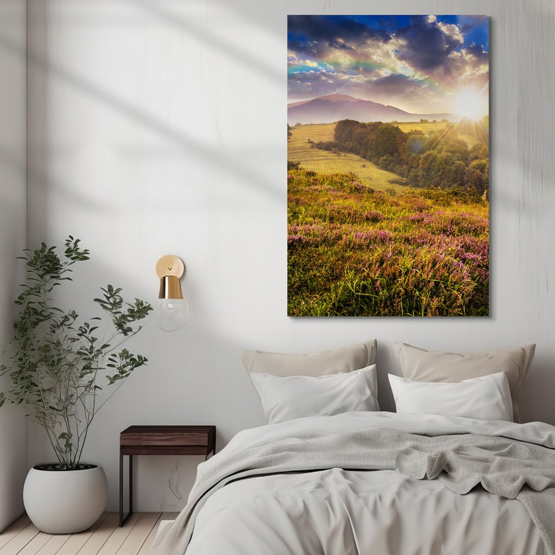 Obraz na płótnie - krajobraz, góry, słońce