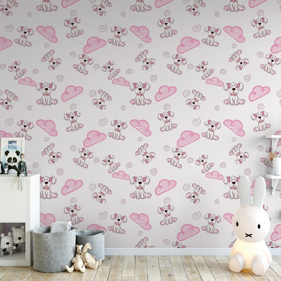 Tapeta - dziecięca, pies, chmura, spirala