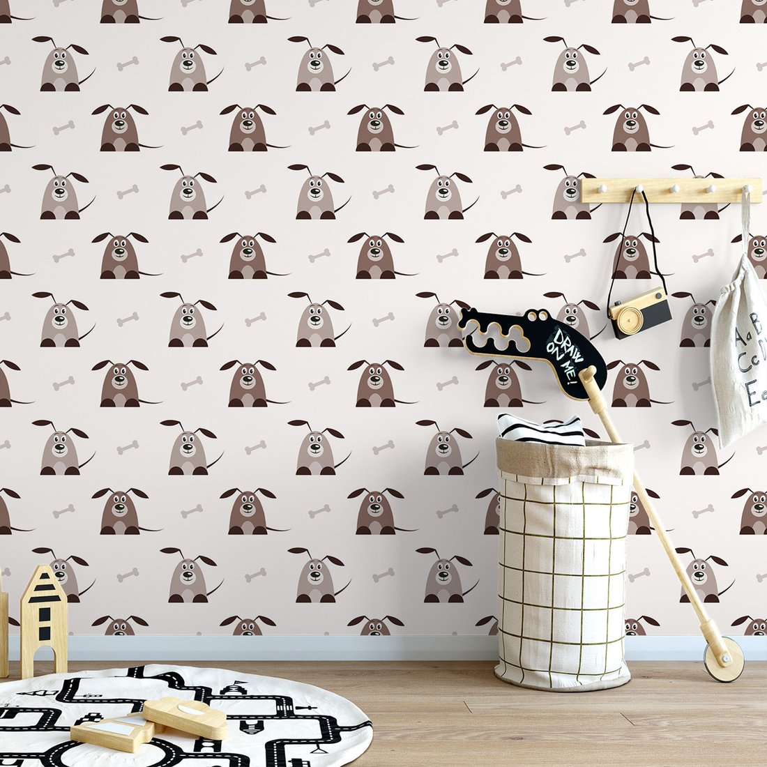 Tapeta - dziecięca, pies, kość,