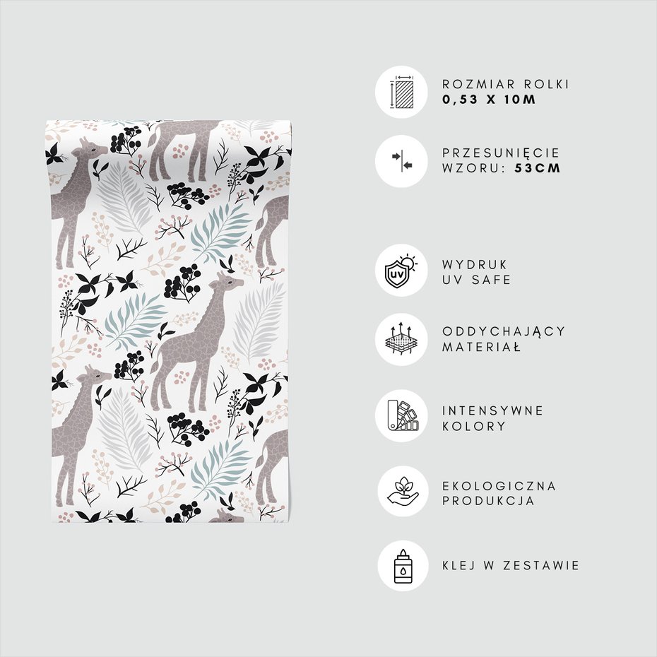 Tapeta - żyrafy, liście, jagody