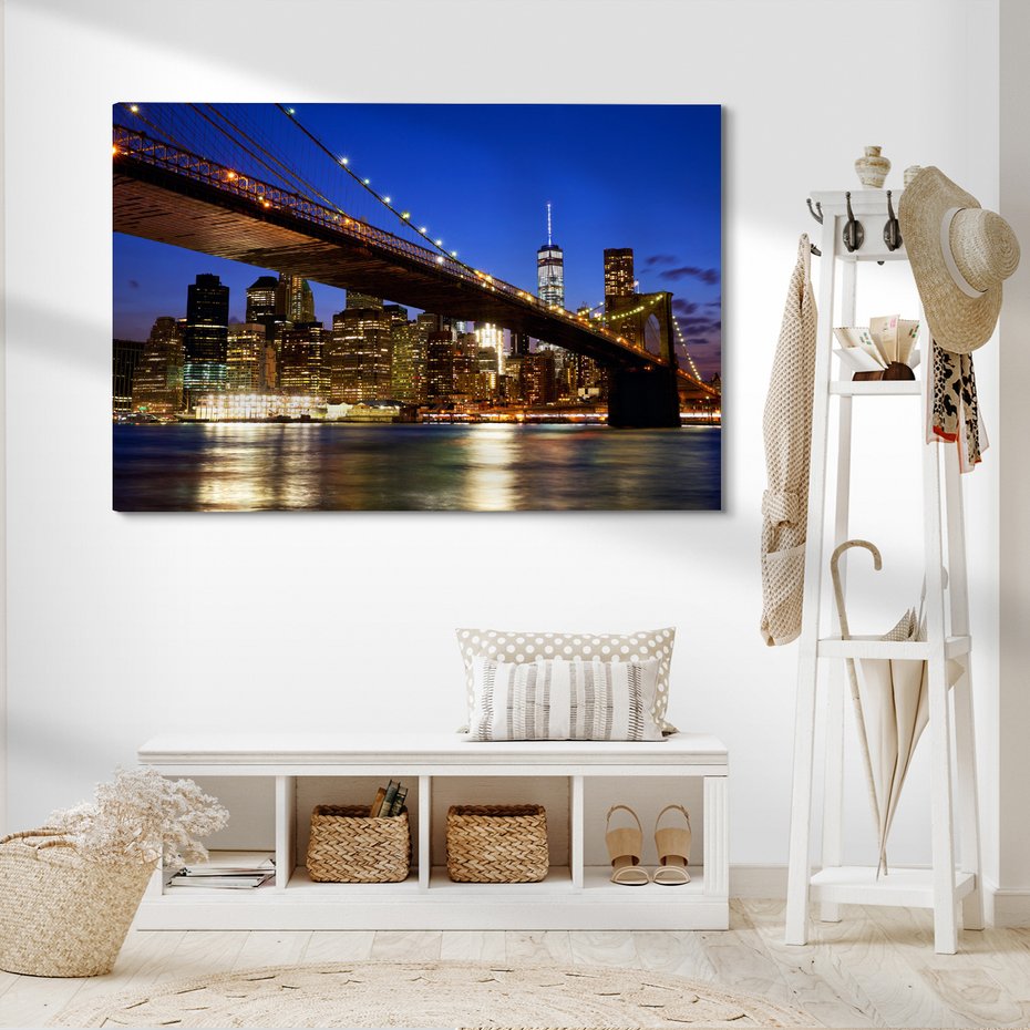 Obraz na płótnie - miasto, most, noc