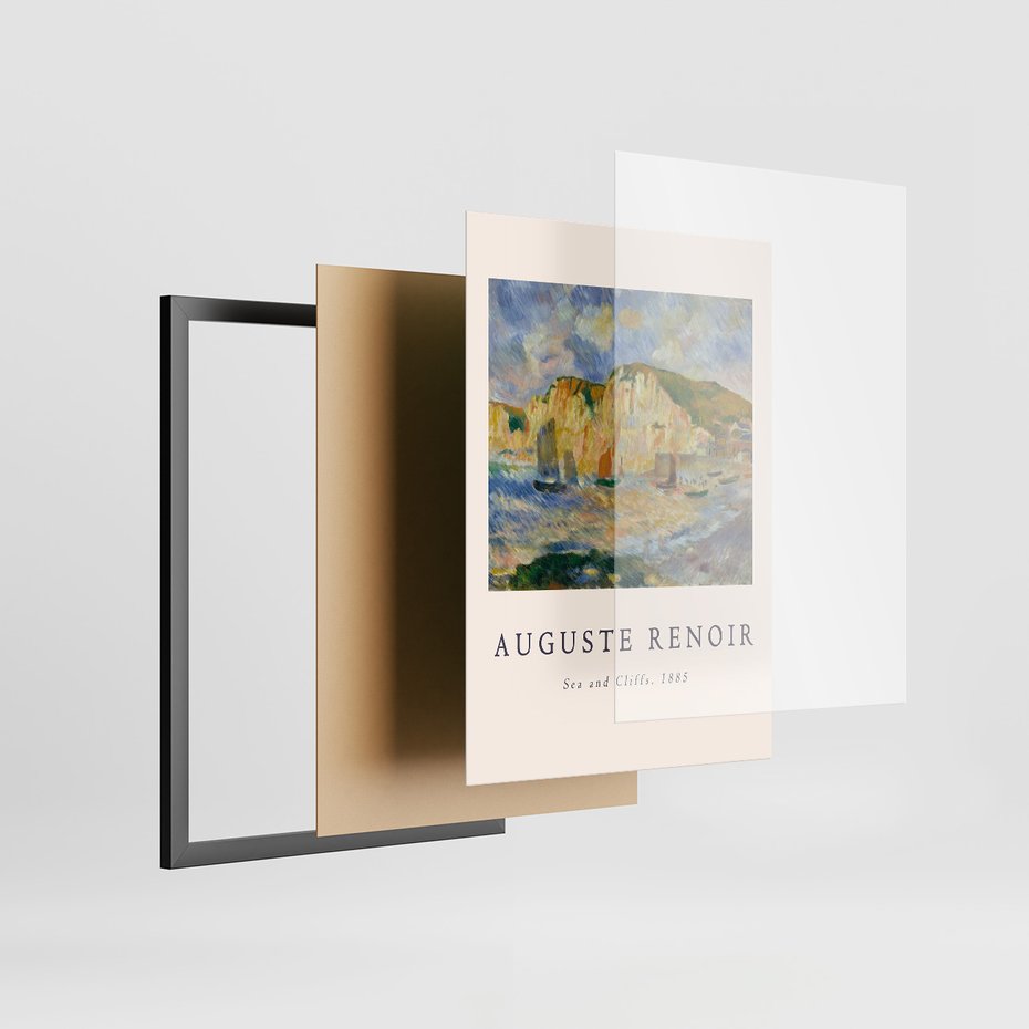 Zestaw obrazy w ramie, plakaty - impresjonizm, pejzaż, morze - rama czarna