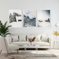 Zestaw obrazy w ramie, plakaty - zima, śnieg, góry - rama biała