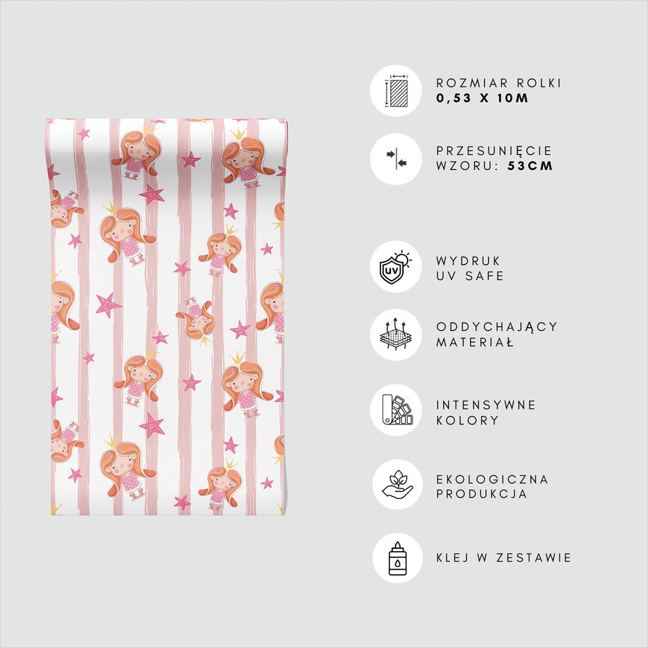 Tapeta - dziecięca, księżniczka, gwiazdy,