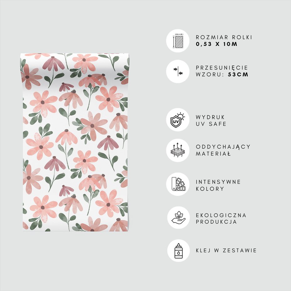 Tapeta - kwiaty, liście, wzór