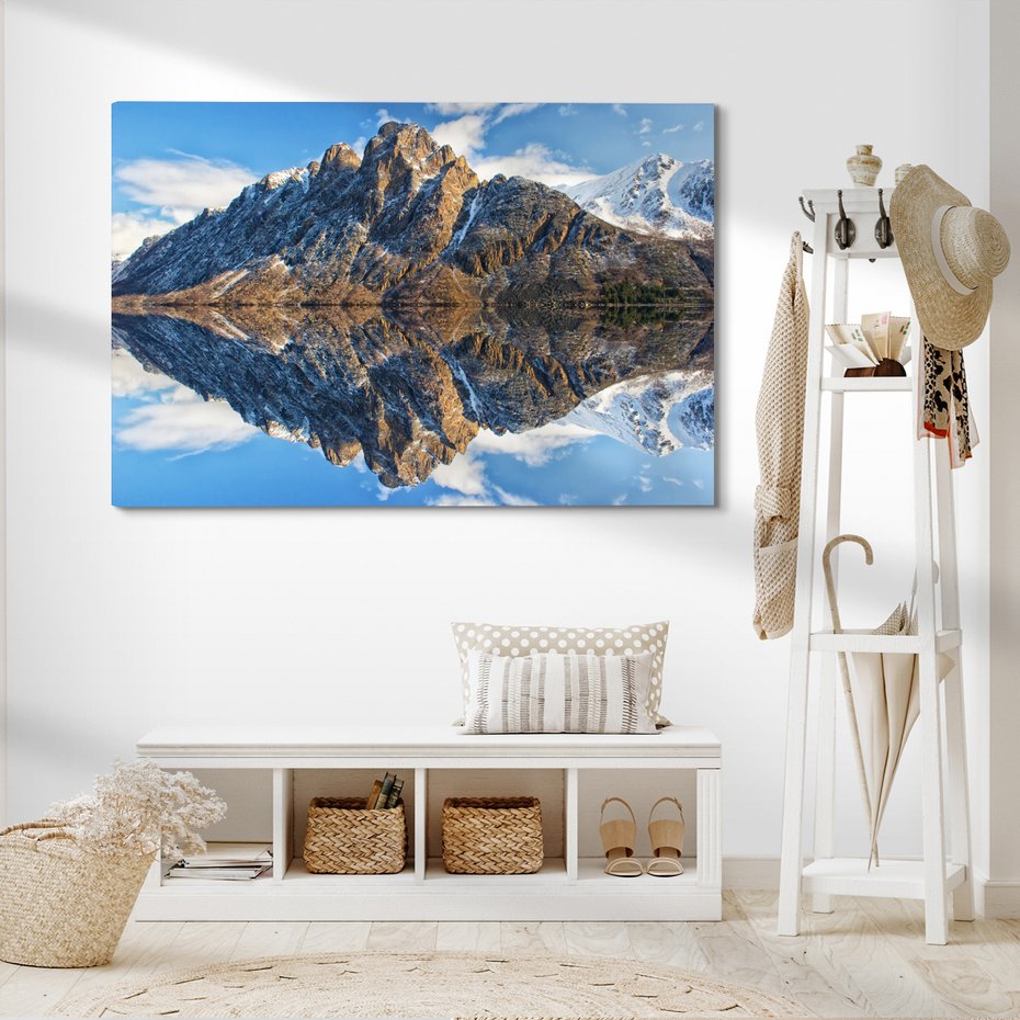 Obraz na płótnie - góry, odbicie, jezioro