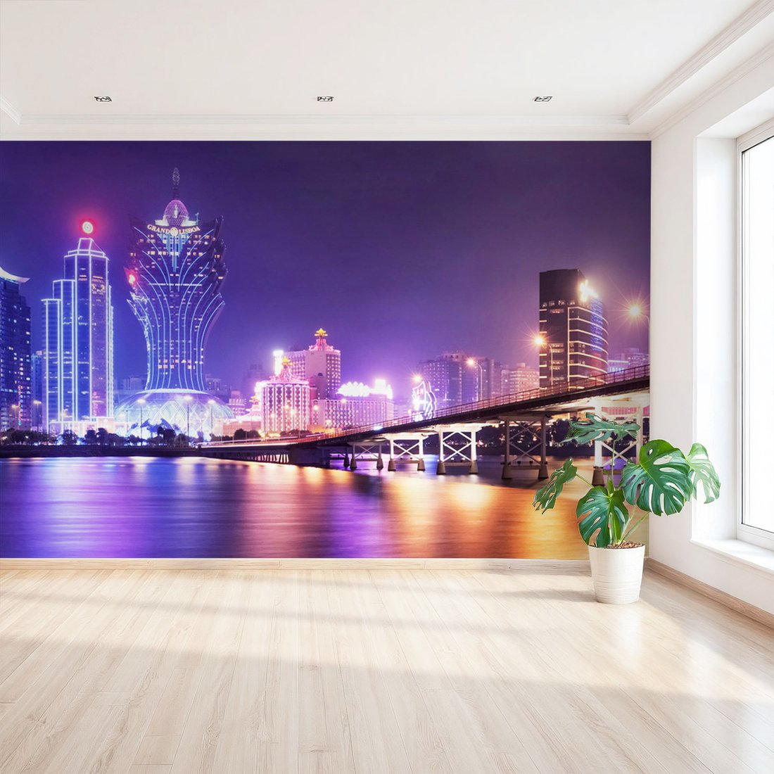 Fototapeta - miasto, most, noc