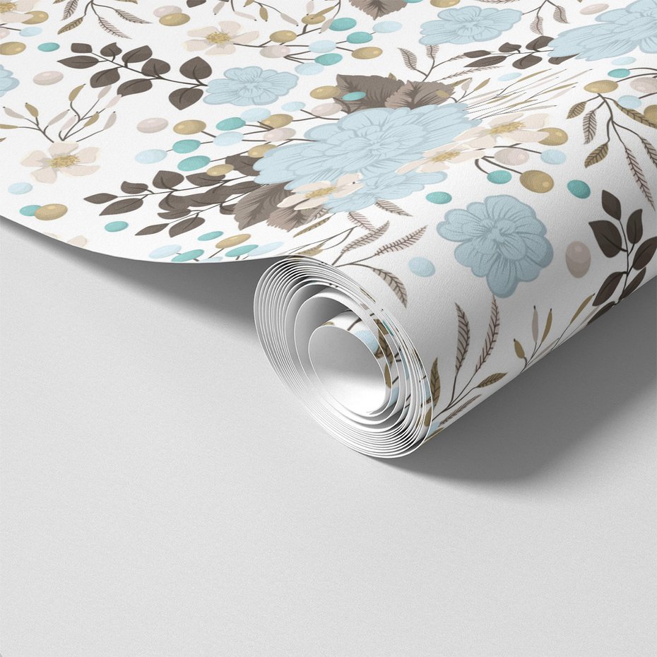 Tapeta - kwiaty, liście, gałązki