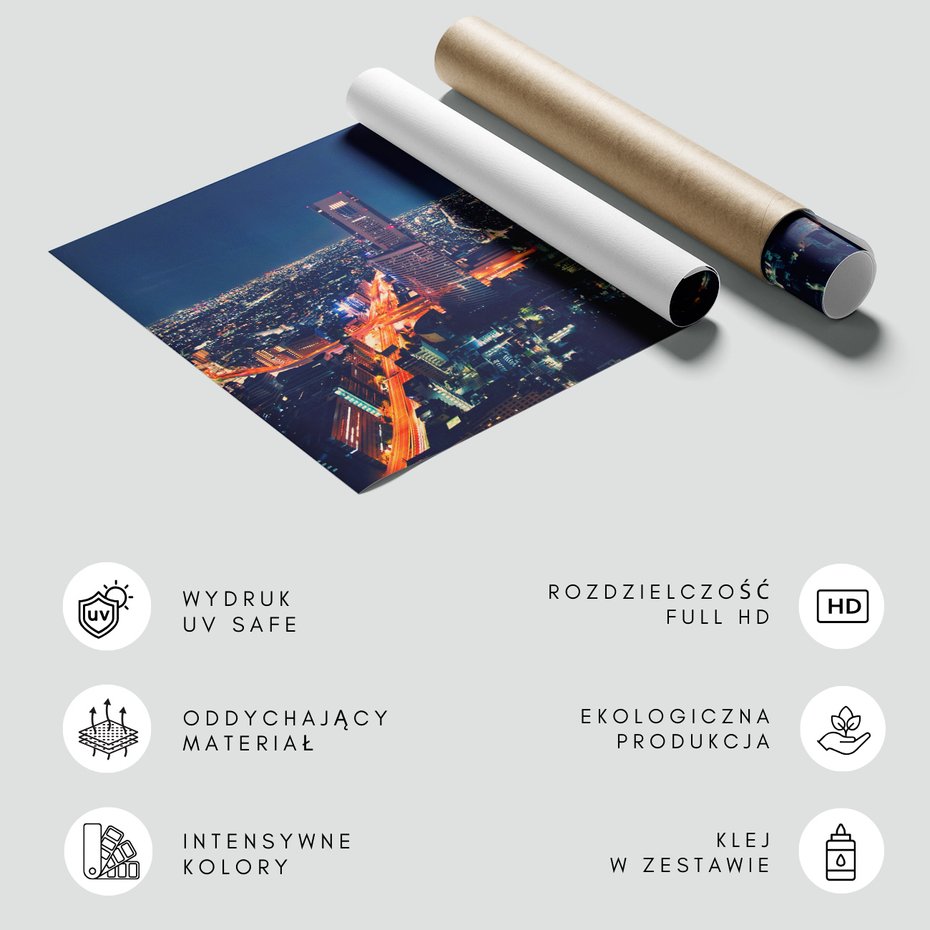 Fototapeta - miasto, noc, światła