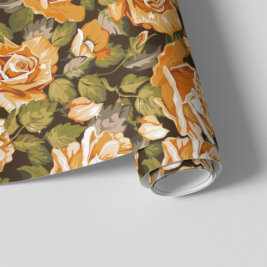 Tapeta - róże, liście, kompozycja