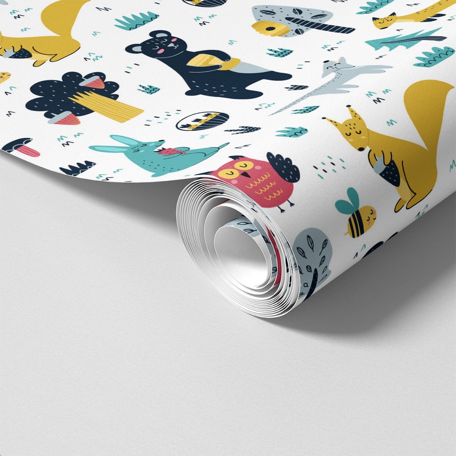 Tapeta - dziecięca, las, miód, zwierzęta