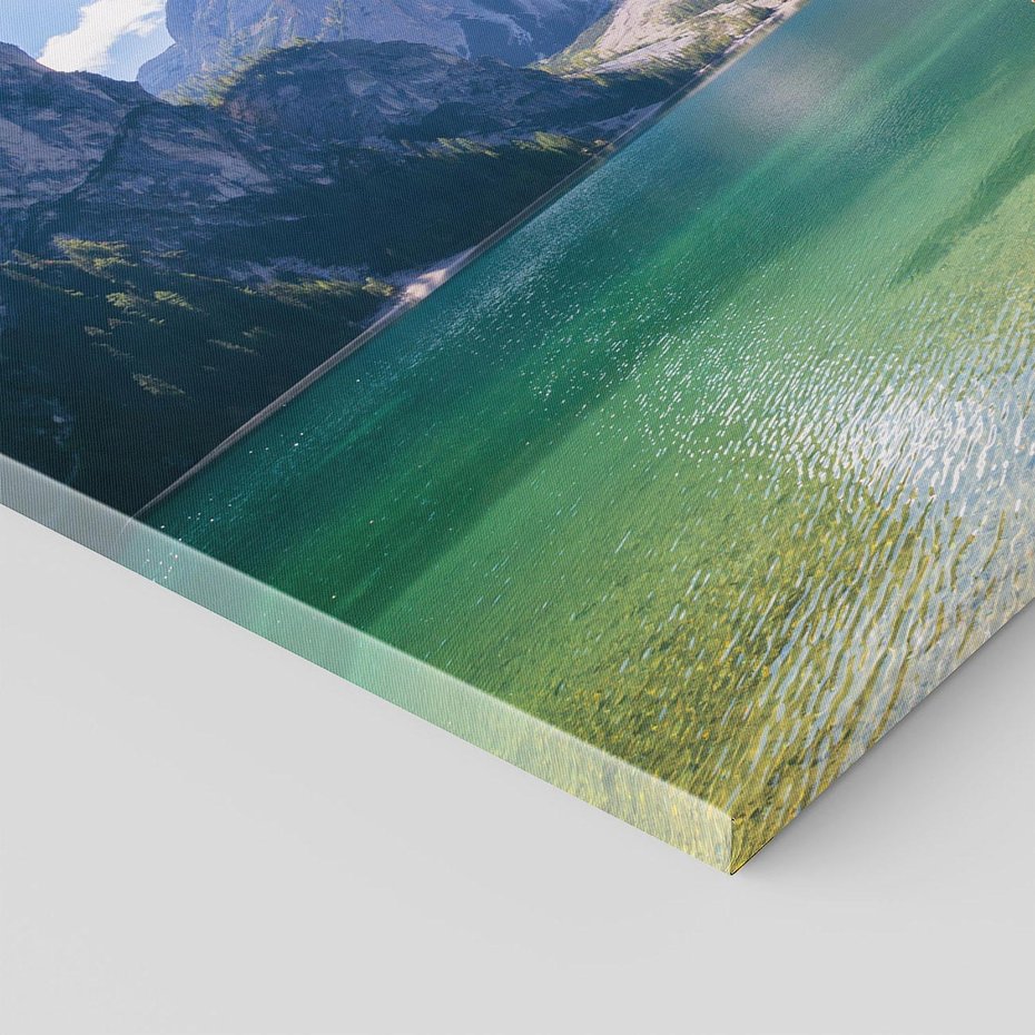 Obraz na płótnie - jezioro, góry, drewno