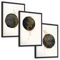 Zestaw obrazy w ramie, plakaty - liście, kropka, abstrakcja - rama czarna