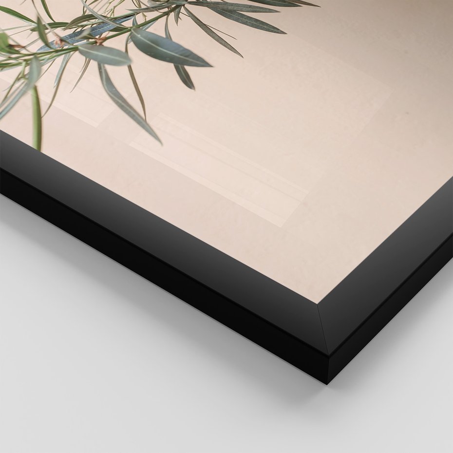 Zestaw obrazy w ramie, plakaty - liście, budynek, okno - rama czarna