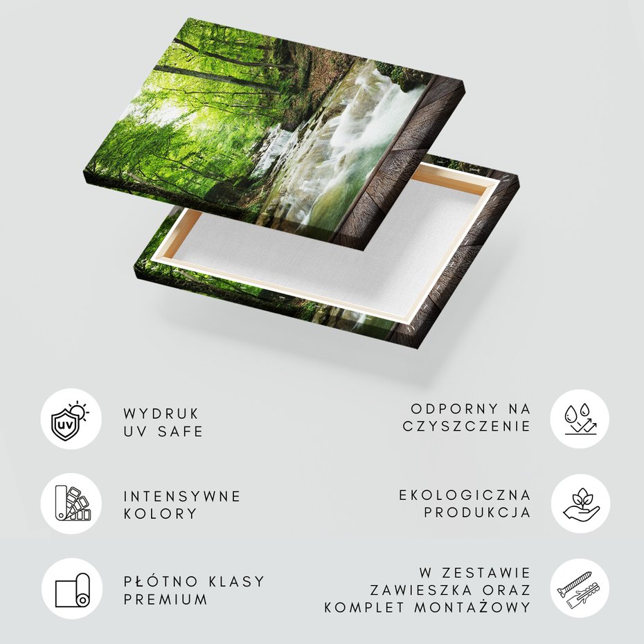Obraz na płótnie - las, wodospad, natura